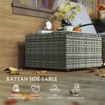Light Grey Rattan Outdoor Coffee Table with Glass Top