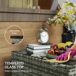 Light Grey Rattan Outdoor Coffee Table with Glass Top