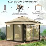 Beige Foldable Pop Up Gazebo with Mesh Sides