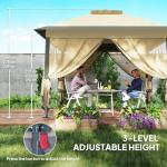 Beige Foldable Pop Up Gazebo with Mesh Sides