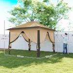 Beige Foldable Pop Up Gazebo with Mesh Sides