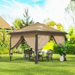 Beige Foldable Pop Up Gazebo with Mesh Sides
