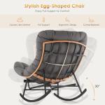 Dark Grey Rattan Rocking Chair with Cushions