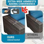 Peacock Blue 5-Piece Outdoor Wicker Furniture Set