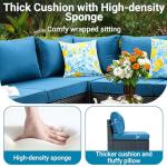 Peacock Blue 5-Piece Outdoor Wicker Furniture Set