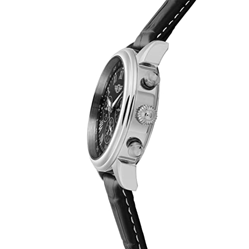 Invicta Men's Black Leather Chronograph Dress Watch