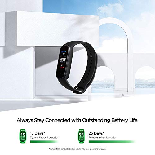 Black Fitness Tracker with Alexa & Health Monitoring