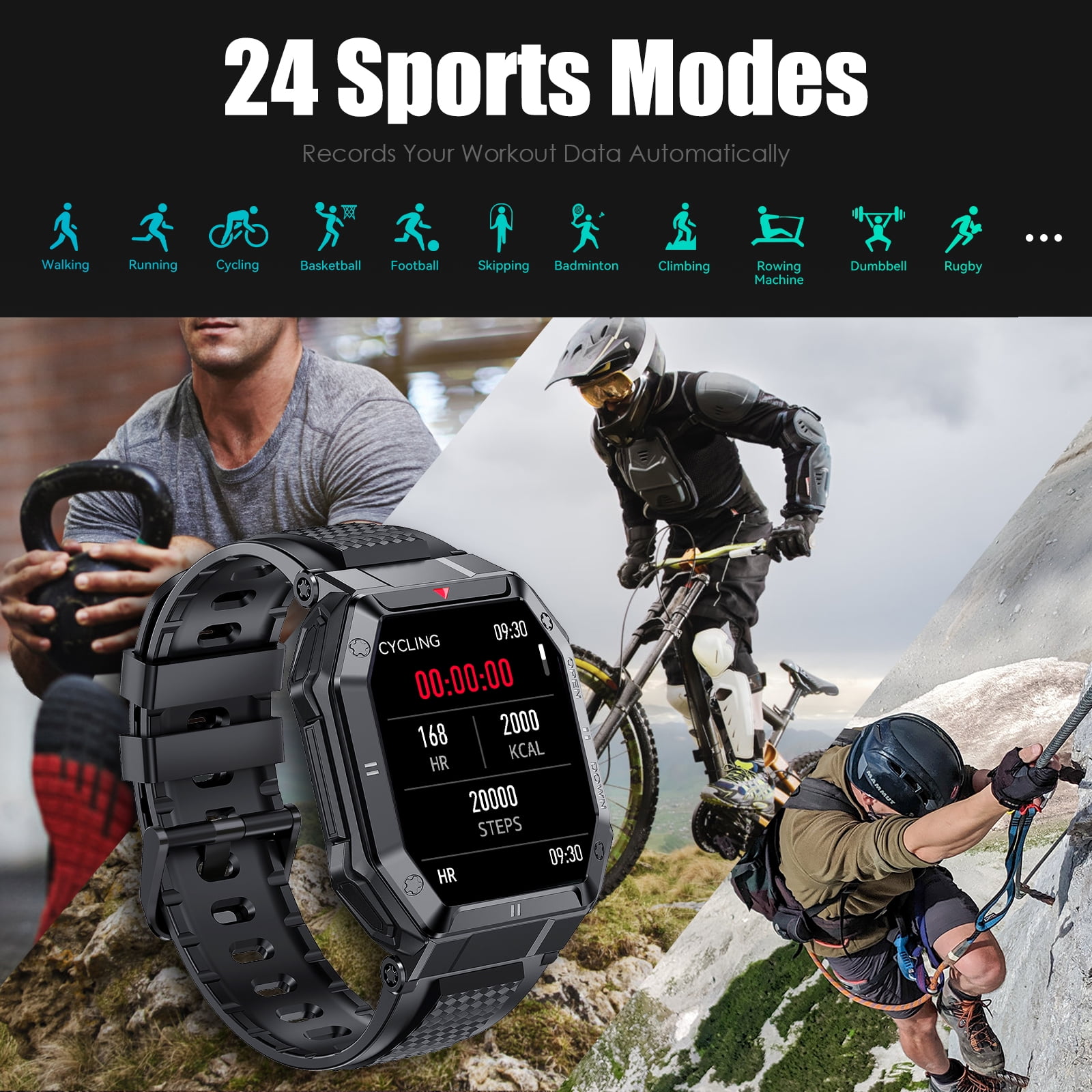 EIGIIS Men's Bluetooth Smartwatch - Black