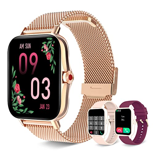 Gold Smartwatch with Fitness and Calling Features