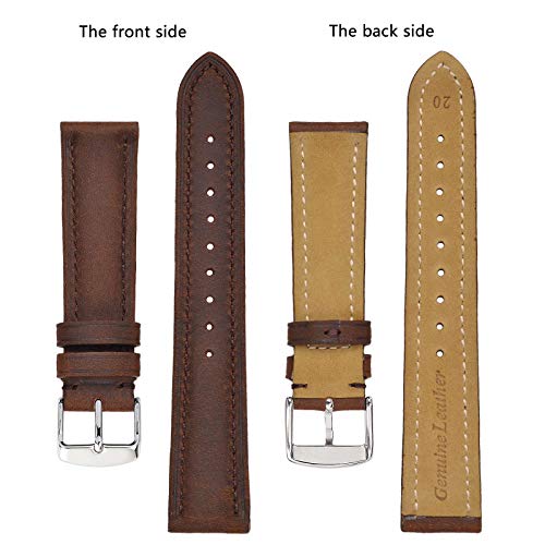 BISONSTRAP Vintage 18mm Leather Watch Band, Brown