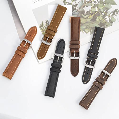 BISONSTRAP Vintage 18mm Leather Watch Band, Brown