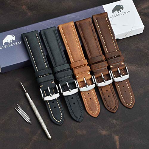 BISONSTRAP Vintage 18mm Leather Watch Band, Brown