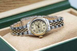 Rolex Datejust 26mm Ladies Steel Gold Diamond Dial