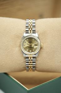 Rolex Datejust 26mm Steel Gold Champagne Diamond Dial