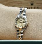 Ladies Rolex Datejust 26mm Steel Gold Champagne Dial