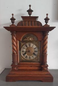 Antique German Oak Mantle Clock by H.A.C