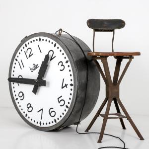 Vintage French Double-Sided Illuminated Station Clock