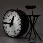 Vintage French Double-Sided Illuminated Station Clock