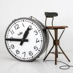 Vintage French Double-Sided Illuminated Station Clock