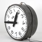 Vintage French Double-Sided Illuminated Station Clock