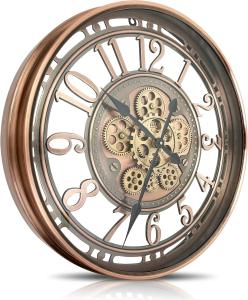 Vintage Steampunk Wall Clock with Moving Gears