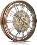 Vintage Steampunk Wall Clock with Moving Gears