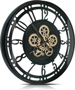 Vintage Black and Gold Steampunk Wall Clock