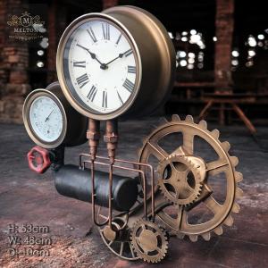 Large Steampunk Wall Clock with Industrial Cogs