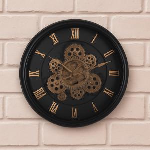 Black & Gold Steampunk Wall Clock 40.5cm