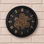Black & Gold Steampunk Wall Clock 40.5cm