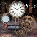 Large Steampunk Wall Clock with Industrial Cogs