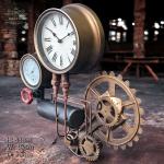 Large Steampunk Wall Clock with Industrial Cogs