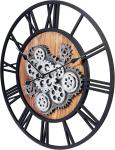 Large Vintage Industrial Wall Clock with Gears