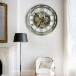 Large Bronze Steampunk Wall Clock with Gears