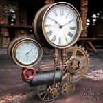 Large Steampunk Wall Clock with Industrial Cogs