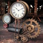 Large Steampunk Wall Clock with Industrial Cogs