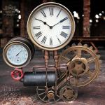Large Steampunk Wall Clock with Industrial Cogs