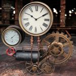Large Steampunk Wall Clock with Industrial Cogs