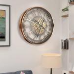 Vintage Steampunk Wall Clock with Moving Gears
