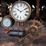 Large Steampunk Wall Clock with Industrial Cogs