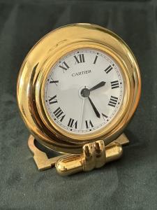 Cartier Colisee Gold Plated Alarm Desk Clock