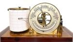 Antique WWI Art Nouveau Mahogany Barograph & Barometer