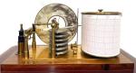 Antique WWI Art Nouveau Mahogany Barograph & Barometer