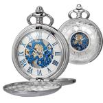 DerMacht Black Silver Skeleton Pocket Watch for All