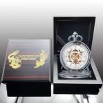 Skeleton Pocket Watch with Roman Numerals and Chain