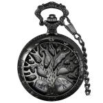 Tiong Black Quartz Steampunk Men's Pocket Watch