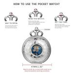 DerMacht Black Silver Skeleton Pocket Watch for All