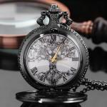 Tiong Black Quartz Steampunk Men's Pocket Watch