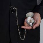 Skeleton Pocket Watch with Roman Numerals and Chain