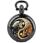 Vintage Yin Yang Fox Pocket Watch with Chain